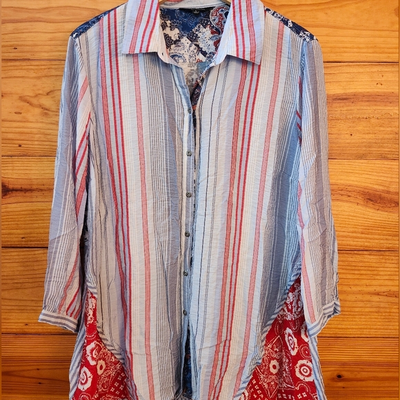 John Mark Striped Button-Up Top - Picture 2 of 9